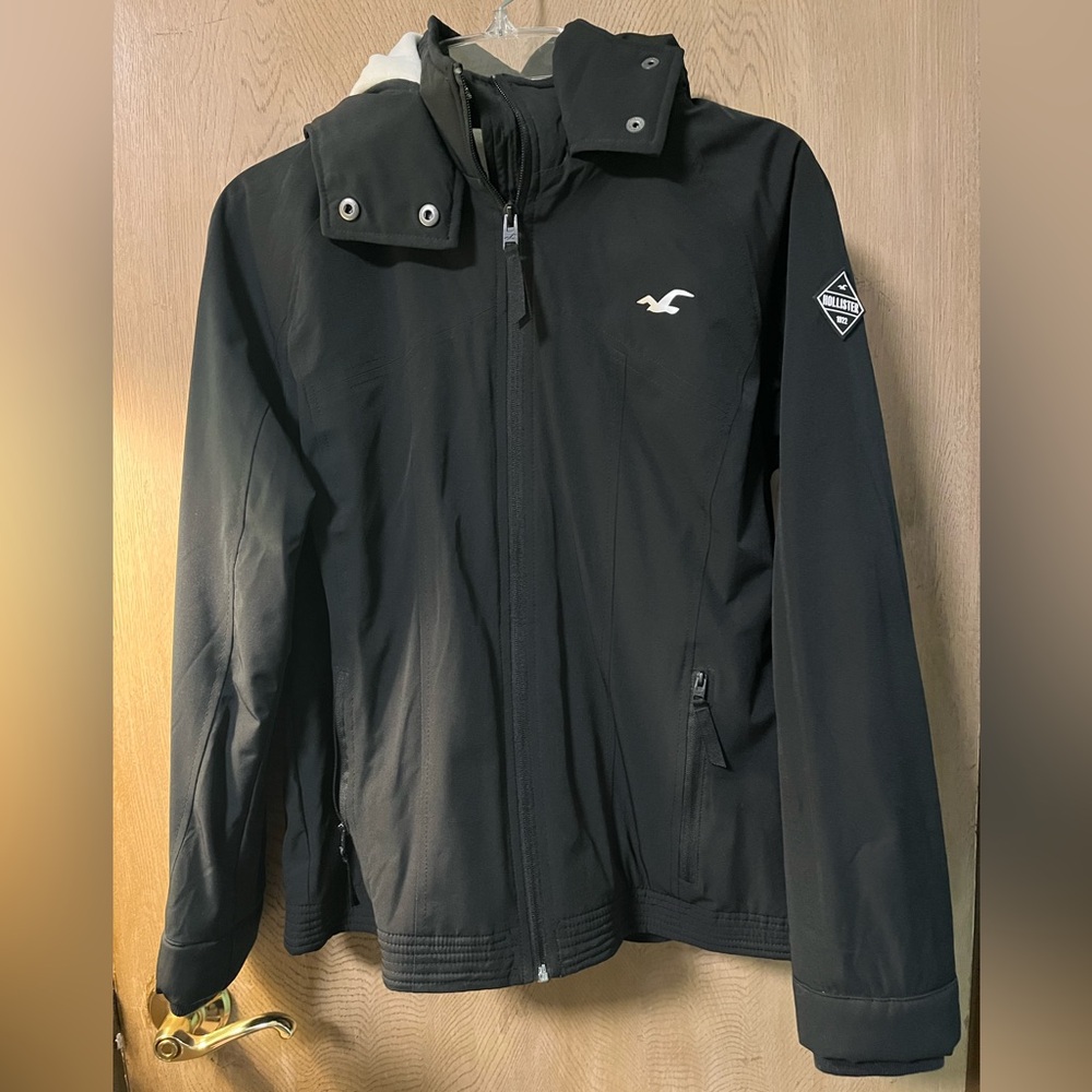 Hollister All-Weather Collection Stretch Women’s medium Black Hooded Coat